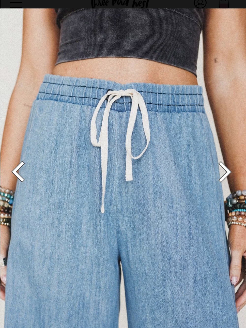 Three Bird Nest So Comfy Wide Leg Denim Pant- Light Indigo. - Picture 3 of 7